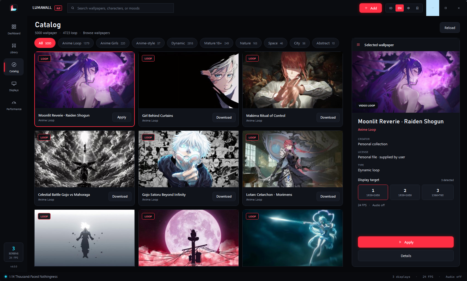 Katalog LumaWall dengan grid wallpaper